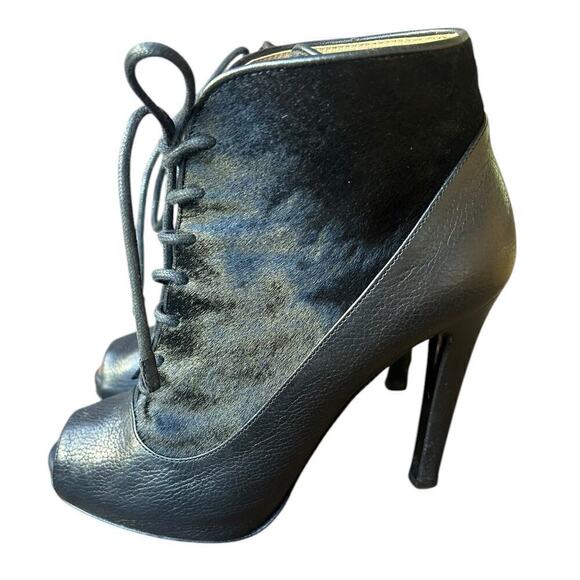 Proenza Schoulder Black Laceup Peep Toe Pony Hair Stiletto Booties - 36 / US 6 - Picture 5 of 13